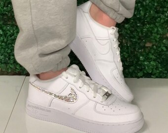 Bling Nike Air Force 1s Low embellished with Crystal Swooshs - Etsy Schweiz