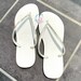 Handmade White Havaianas Covered In Crystals Bling Flip Flops - 1 Row 