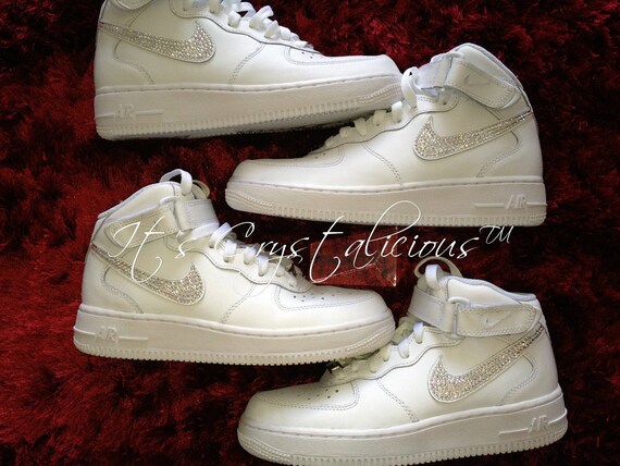 Echte Bling Nike Air Force 1 es mit Genuine Swarovski Kristalle verziert Crystalicious® Embellished Nike Air Max 90 Back & Ticks*