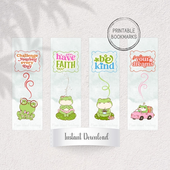 Frog Bookmarks | Positive Affirmations, Kids Motivation (Instant Download)