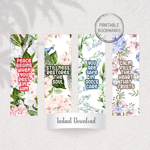 Floral Christian Bookmarks | Peace & Rest Printable Set (2x6 Instant Download)
