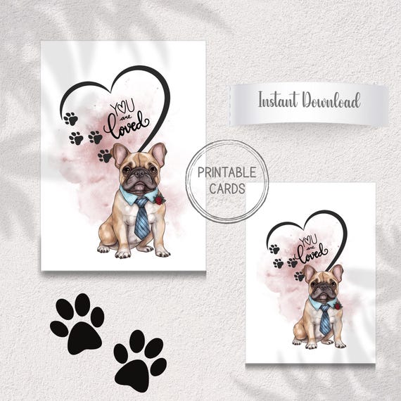 French Bulldog Card Set | Watercolor Puppy Greeting Cards (Digital Download
