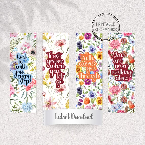 Floral Christian Bookmarks | Faith & Trust Scripture (Digital Download 2x6in Set)