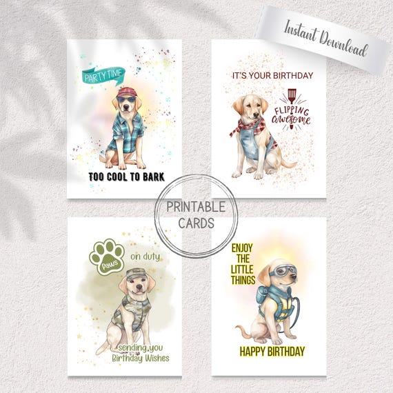 Labrador Retriever Birthday Cards | Fun Dog Designs (Digital Download)