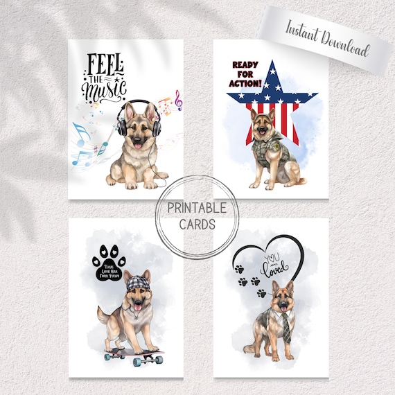 German Shepherd Card Set | Printable Dog Designs (Digital Download)