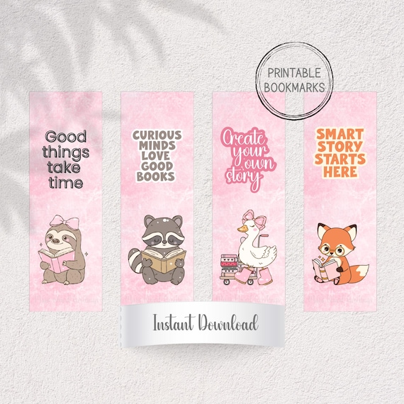 Animal Reading Bookmarks | Cozy Quotes, Book Lover Gift (Instant Download)