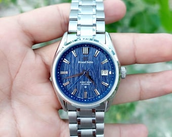 Reloj automático Grand Seiko vintage: esfera azul, acero inoxidable, revisado