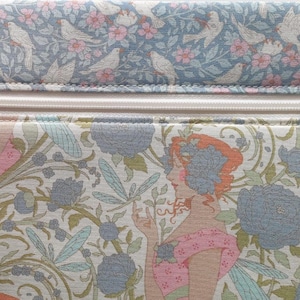 Tilda Songbird project bag W14" x H11". Softly padded pouch for cross stitch embroidery needlework WIPs. Fairies & flowers. Aubrey.