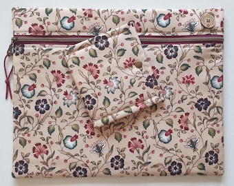 Bolsa para proyectos de estilo holandés y organizador de hilos opcional. Bolsita acolchada para labores de aguja, bordado y punto de cruz en proceso.