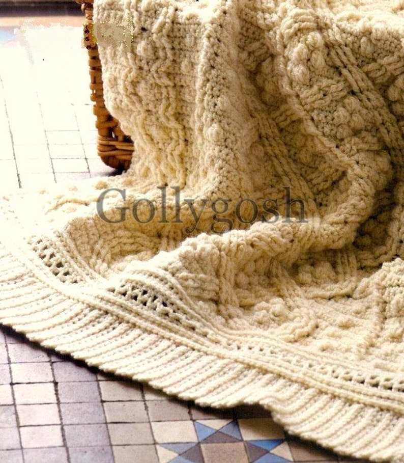 PDF Crochet Pattern for a Cabled and Textured Aran Throw Etsy
