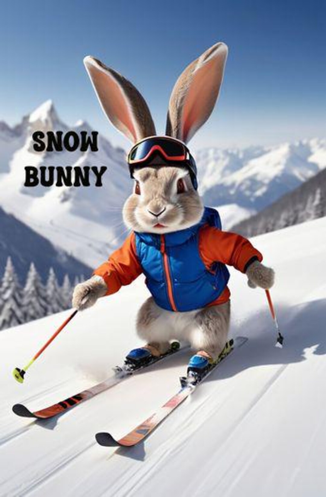 Funny Rabbit Alpine Skiing A5 Greeting Card - Etsy
