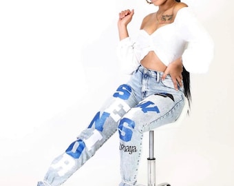 Custom Senior Jeans 2026 | Graduation Outfit Jeans | Personalized Senior Denim | Class of 2026 Custom Jeans | Senior Pictures Outfit