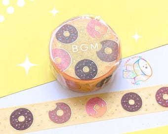 15 mm | Washi-tejper med söta mattejper | Munkar med eftermiddagsmotiv | Guldfolie