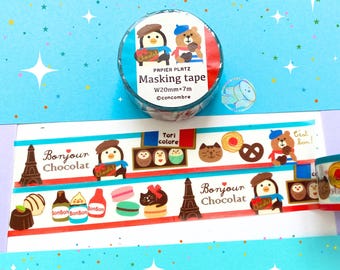 20mm | PAPIER PLATZ x DECOLE Concombre Washi Tape von Maruten Sangyo | Neko (Katze) & Friends in Paris, Frankreich