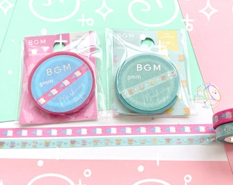Cintas adhesivas Washi de 5 mm / BGM Comida y Bebida / Pausa para el té y helado / Papel de aluminio plateado