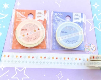 5mm | BGM Glitter Washi Tapes | Basic Silver Stars and Colorful Stars | Silver Foil
