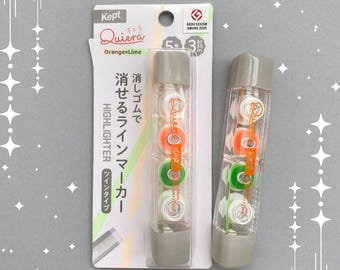Raymay Fujii | Kept Quiera Series | Erasable Highlighter | Orange & Lime Green Colours