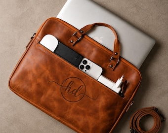 Personalized Full Grain Leather Briefcase Bag, Laptop Bag 16 inch Briefcase, Men and Woman Work Bag, Laptop Bag, Graduation Gift