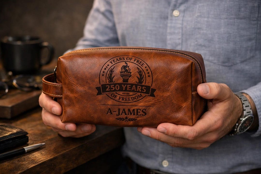 Personalized Top Grain Leather Dopp Kit – Engraved Travel Toiletry Bag ...