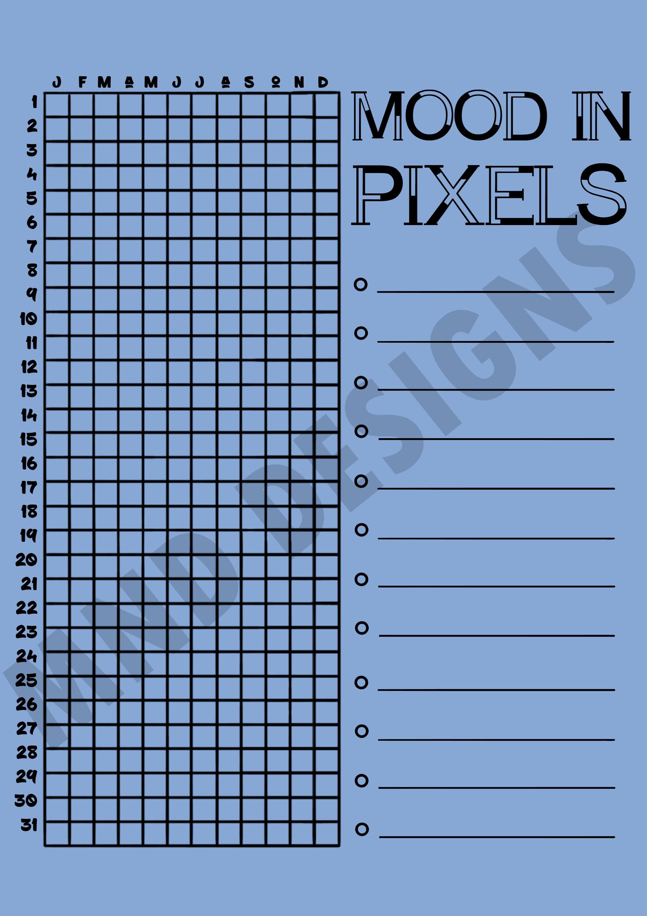 Year in Pixels Mood Tracker - Printable Journal Page (a4/a5/8.5x11 ...