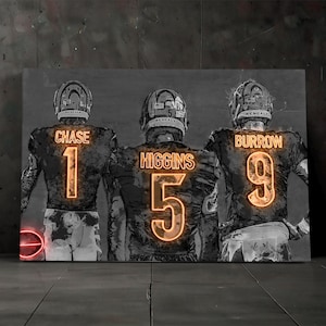 Chase Burrow Higgins Wall Art Cincinnati Bengals Canvas Football Poster NFL Framed Canvas Print Sports Home Decor B6 Gift