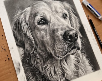 Custom Pet Portrait Hand Drawn, Charcoal Dog Drawing from Photo, Personalized Pet Memorial Gift, Realistic Cat Sketch, Realistic Animal Art