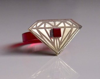 Red and Gold acrylic Diamond Ring