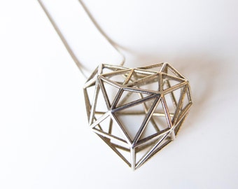 Silver 3D Printed Heart Necklace
