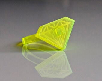 Fluor yellow acrylic Diamond Ring