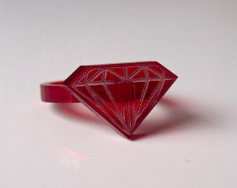 Red acrylic Diamond Ring