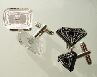 Cufflinks with acrylic diamonds