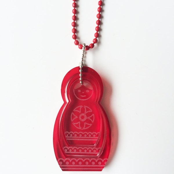 Matrushka Necklace - Red Acrylic