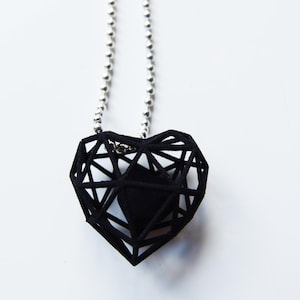 3D printed wireframe heart necklace Red image 2