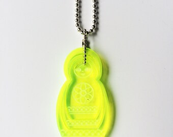 Matrushka Necklace - Fluor Yellow Acrylic