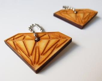 Diamond Keychain- Wood