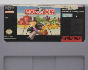 Vintage Super Nintendo Monopoly video game cartridge SNES original video boardgame Parker Brothers