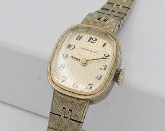 Vintage Caravelle ladies gold tone wristwatch delicate art deco fashion bracelet watch