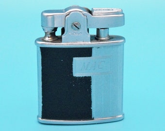 Vintage Ronson mid-century lighter flint spark mini chrome brown enamel engraved MAC refillable fuel flame 1950s-60s