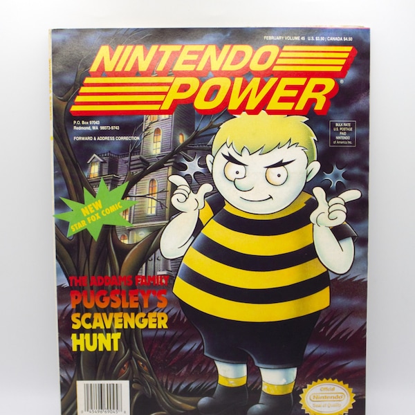 Nintendo Power 1993 issue Pugsley's Scavenger Hunt wing Commander Star Fox Aerobiz Super NES SNES Game Boy Vol 45 Feb 1993 gamer magazine