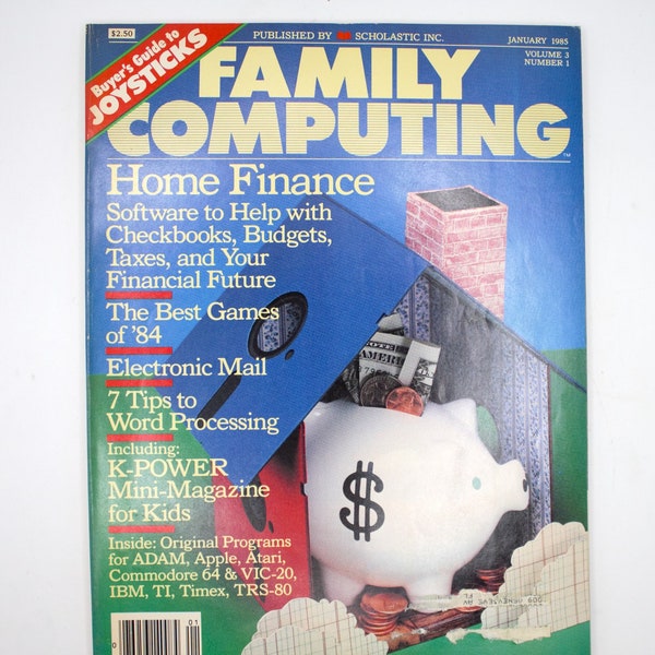 Vintage 1985 Family Computing magazine home PC computer gaming hardware software programs video games 1980's electronics technology