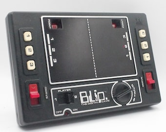 Vintage 1970s handheld electronic game Blip tennis 1-2 player mechanical red LED mini ping pong table game Tomy 1978 Japan