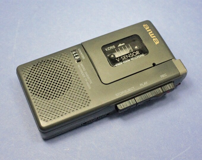 Vintage Aiwa Mini Tape Recorder Portable Audio Voice Activated Vzoom Microcassette Tape Player