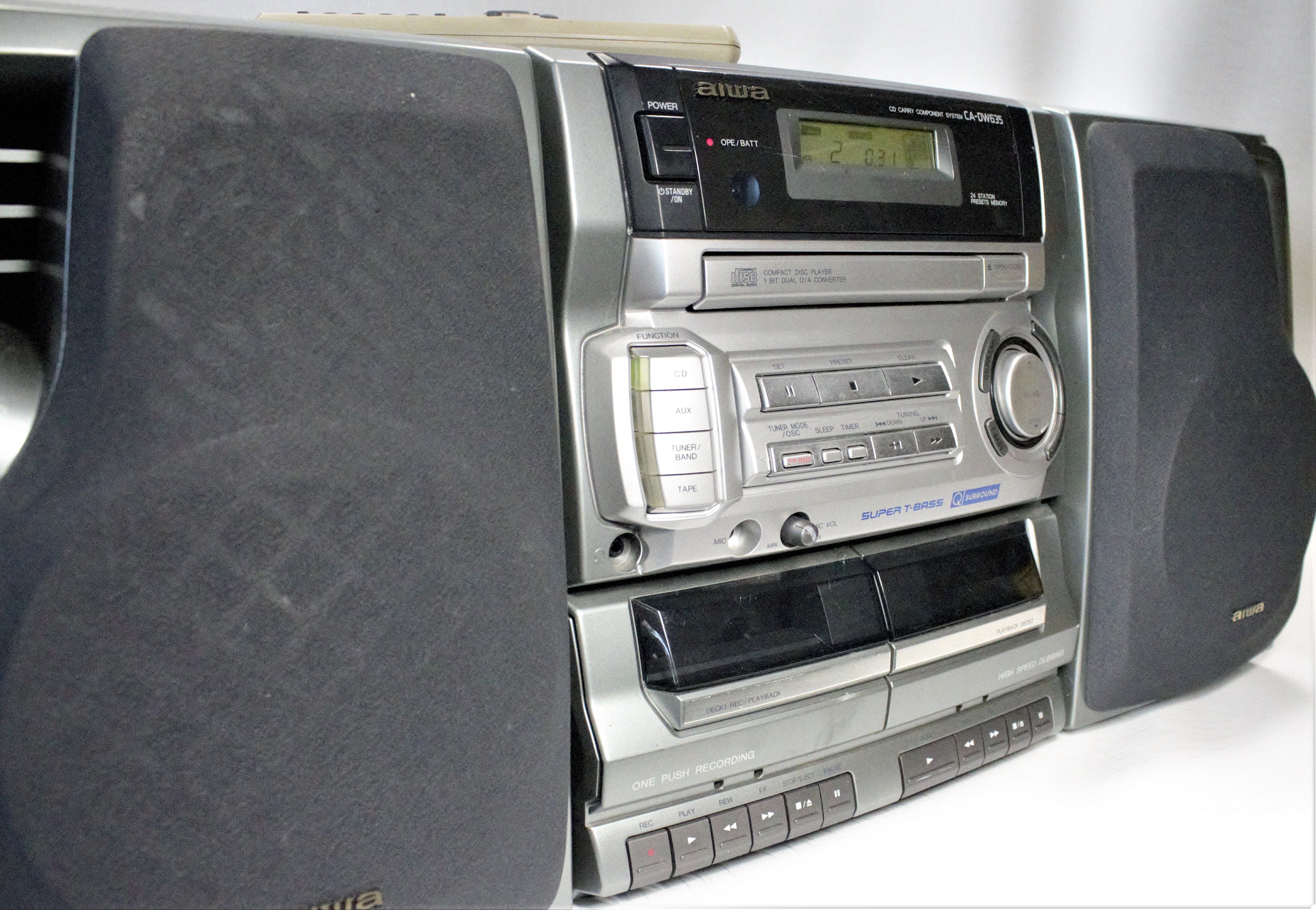 Vintage Boombox Aiwa CD Dual Cassette Tape Deck Player Etsy