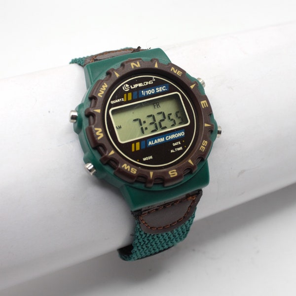 Vintage digital watch sport edition chronograph timer alarm date LCD quartz display Lifelong wristwatch