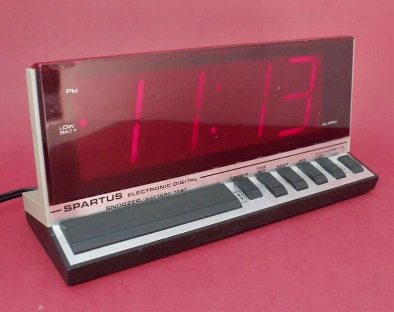 Vintage Digital Alarm Clock Large Red LED Lighted Time Display - Etsy