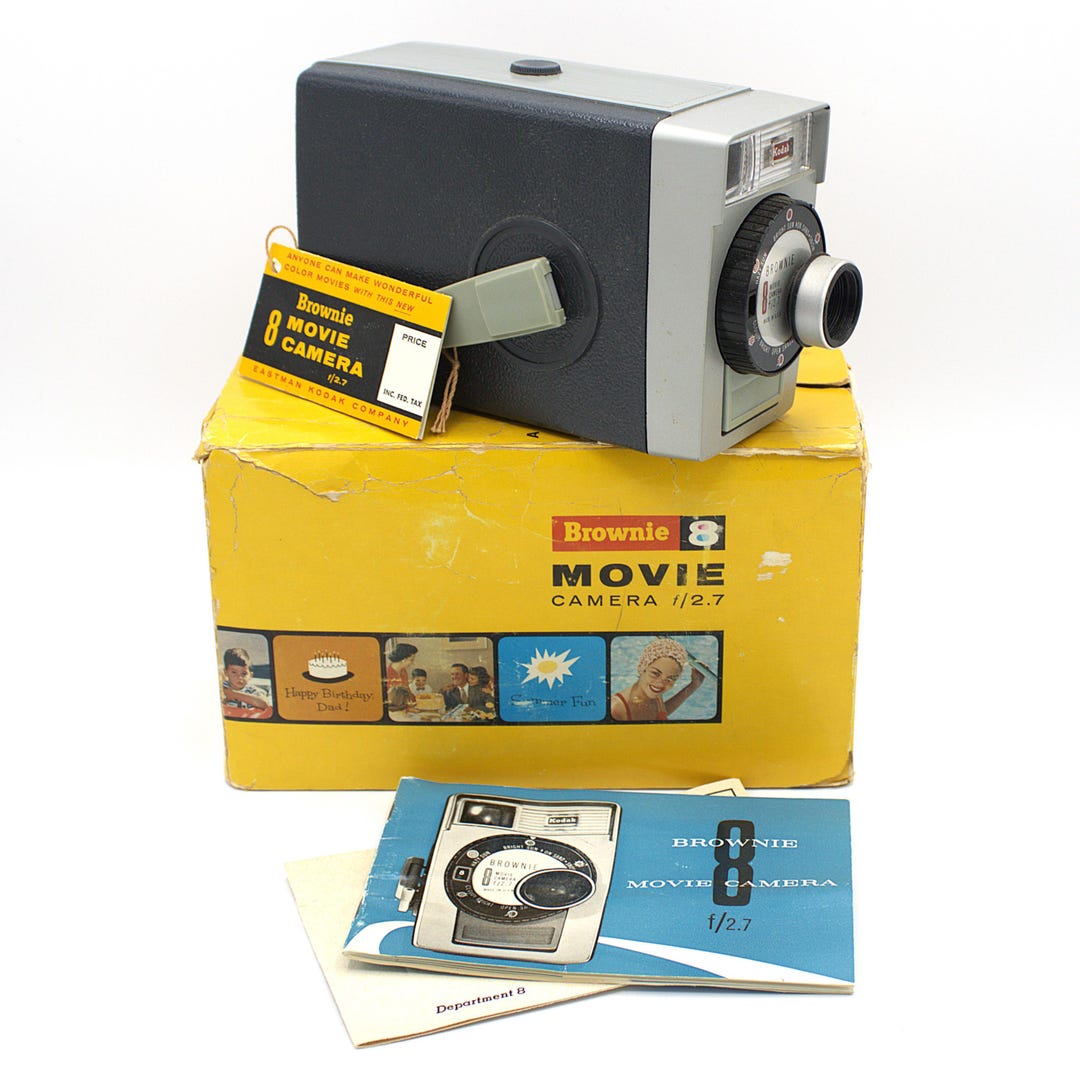 Vintage Kodak Brownie Movie Camera Mid-century Crank 8mm Film
