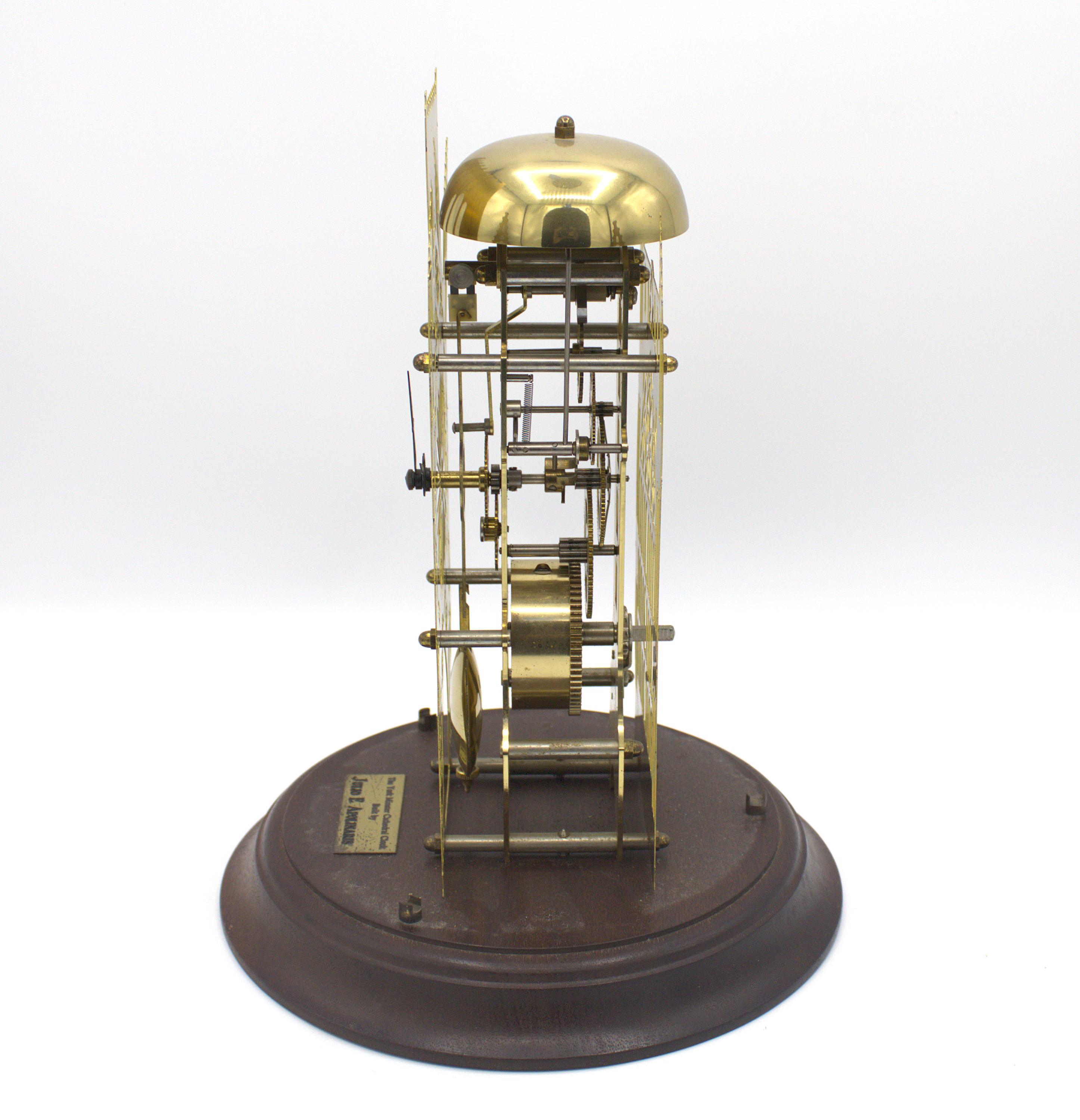 Vintage Brass Gothic Cathedral Clock Glass Dome Pendulum Bell Tone