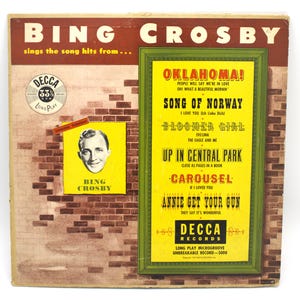 Vintage 1950s record Bing Crosby Song Hits from Broadway Shows 10&quot; LP High Fidelity Microgroove Decca Records
