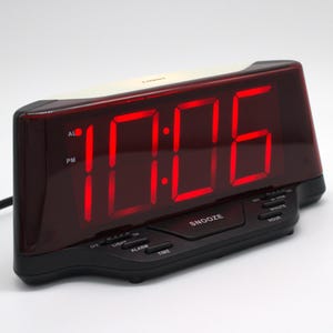 Vintage digital alarm clock red LED lighted large number display nightlight nightstand lamp snooze