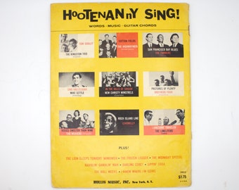 Vintage 1960s Hootenanny Sing! music sheet song book with lyrics guitar chords